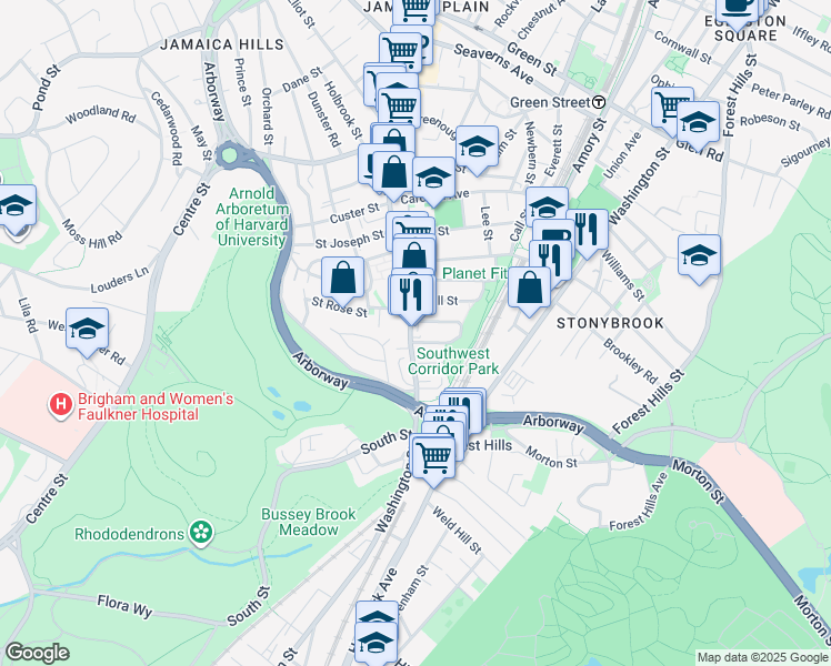 map of restaurants, bars, coffee shops, grocery stores, and more near 159 South Street in Boston