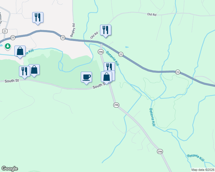 map of restaurants, bars, coffee shops, grocery stores, and more near 107-203 Highway 296 in Windham