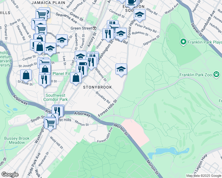 map of restaurants, bars, coffee shops, grocery stores, and more near 132 Williams Street in Boston
