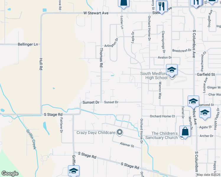 map of restaurants, bars, coffee shops, grocery stores, and more near 2087 Westwood Dr in Medford