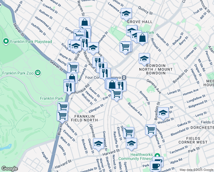 map of restaurants, bars, coffee shops, grocery stores, and more near 146 Washington Street in Boston