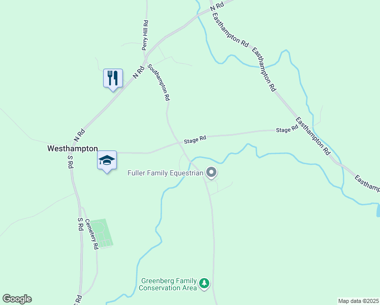map of restaurants, bars, coffee shops, grocery stores, and more near 56 Stage Road in Westhampton