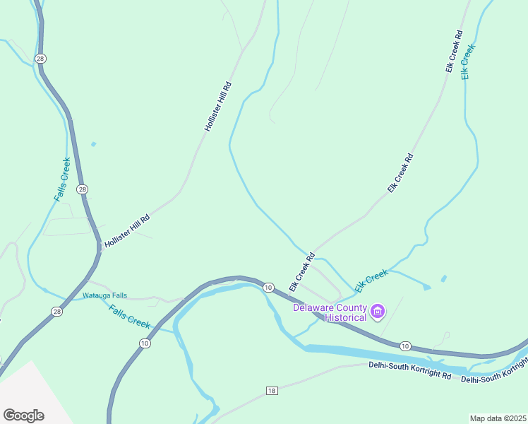 map of restaurants, bars, coffee shops, grocery stores, and more near 21 Elk Creek Road in Delhi