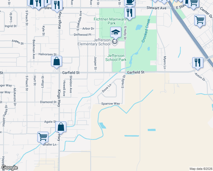 map of restaurants, bars, coffee shops, grocery stores, and more near 1719 South Ivy Circle in Medford