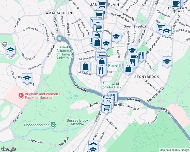 map of restaurants, bars, coffee shops, grocery stores, and more near 159 South Street in Boston