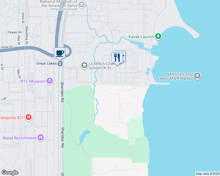 map of restaurants, bars, coffee shops, grocery stores, and more near 260 Shore Acres Circle in Lake Bluff