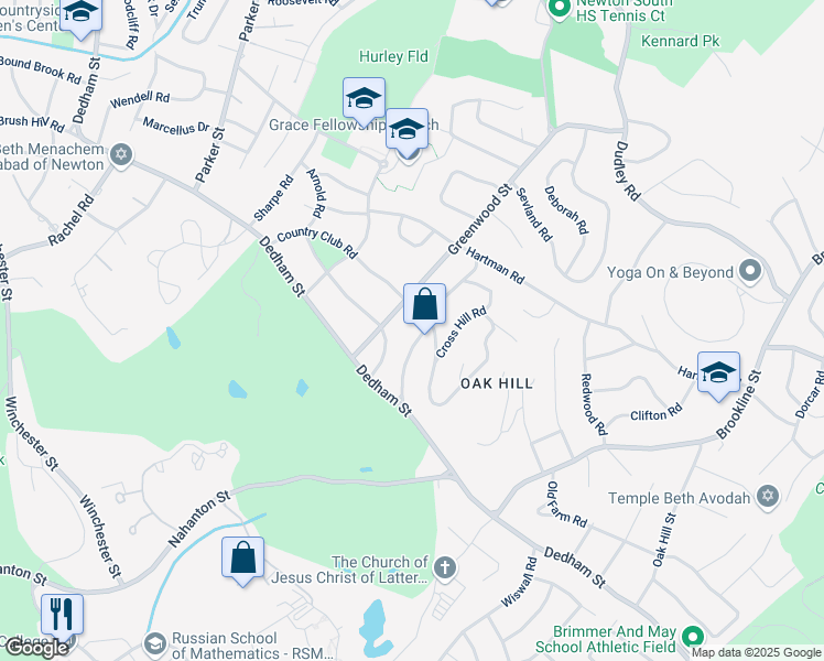 map of restaurants, bars, coffee shops, grocery stores, and more near 60 Rosalie Road in Newton