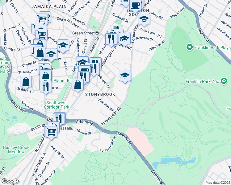 map of restaurants, bars, coffee shops, grocery stores, and more near 132 Williams Street in Boston