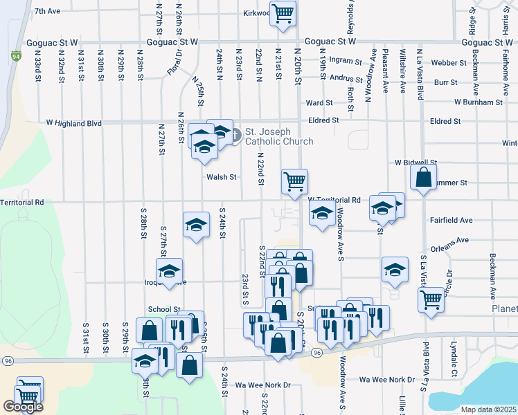 map of restaurants, bars, coffee shops, grocery stores, and more near 1175 West Territorial Road in Battle Creek