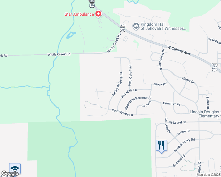 map of restaurants, bars, coffee shops, grocery stores, and more near 650 Barley Ridge Trail in Freeport