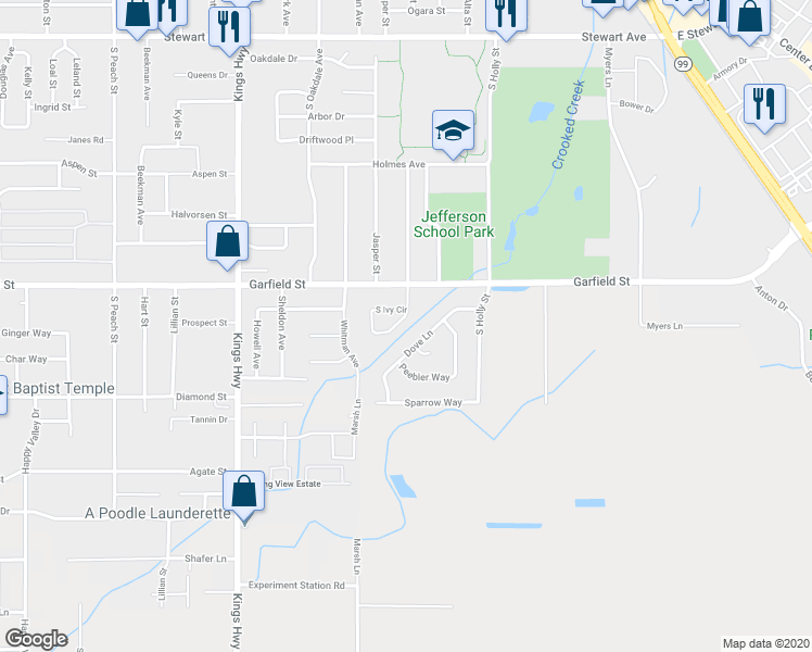 map of restaurants, bars, coffee shops, grocery stores, and more near 1719 South Ivy Circle in Medford