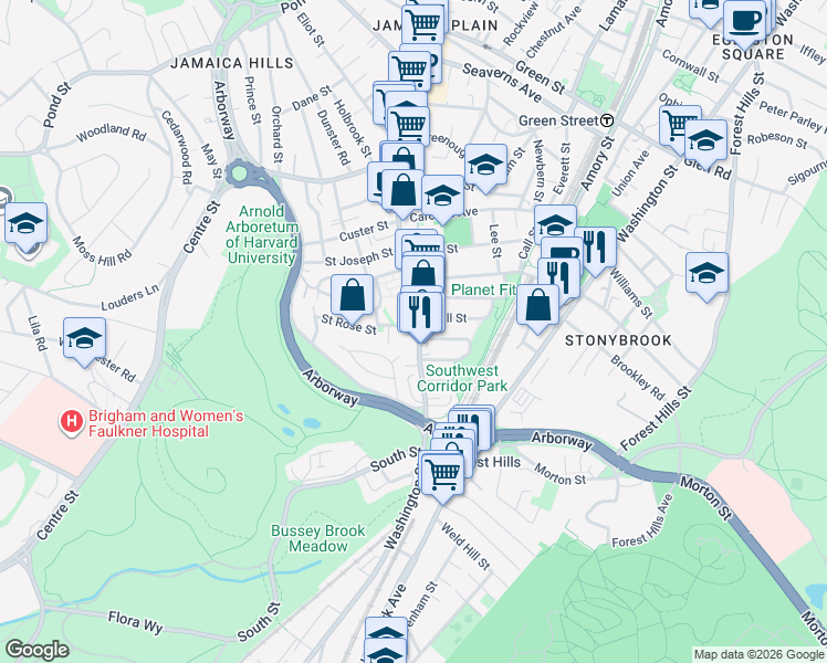 map of restaurants, bars, coffee shops, grocery stores, and more near 159 South Street in Boston
