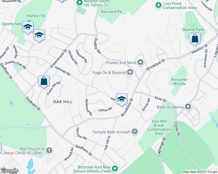 map of restaurants, bars, coffee shops, grocery stores, and more near 145 Baldpate Hill Road in Newton
