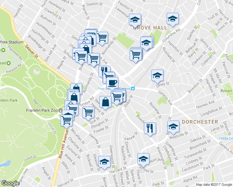 map of restaurants, bars, coffee shops, grocery stores, and more near 146 Washington St in Boston