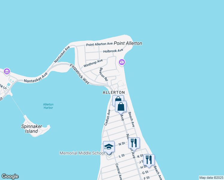 map of restaurants, bars, coffee shops, grocery stores, and more near 845 Nantasket Avenue in Hull