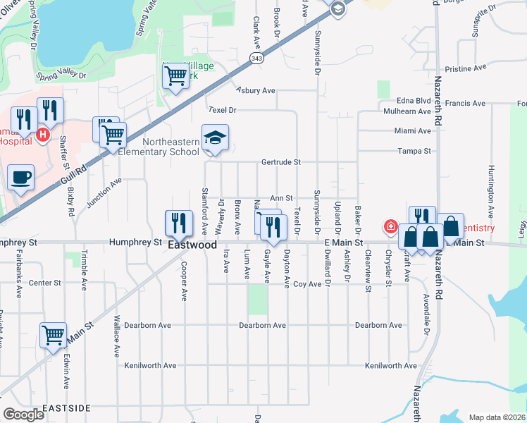 map of restaurants, bars, coffee shops, grocery stores, and more near 1304 Nassau Street in Kalamazoo