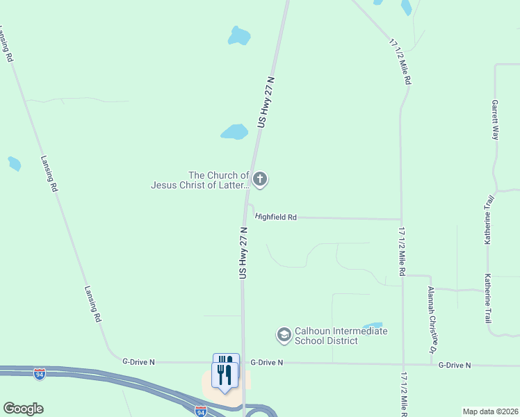 map of restaurants, bars, coffee shops, grocery stores, and more near 121 Highfield Road in Marshall