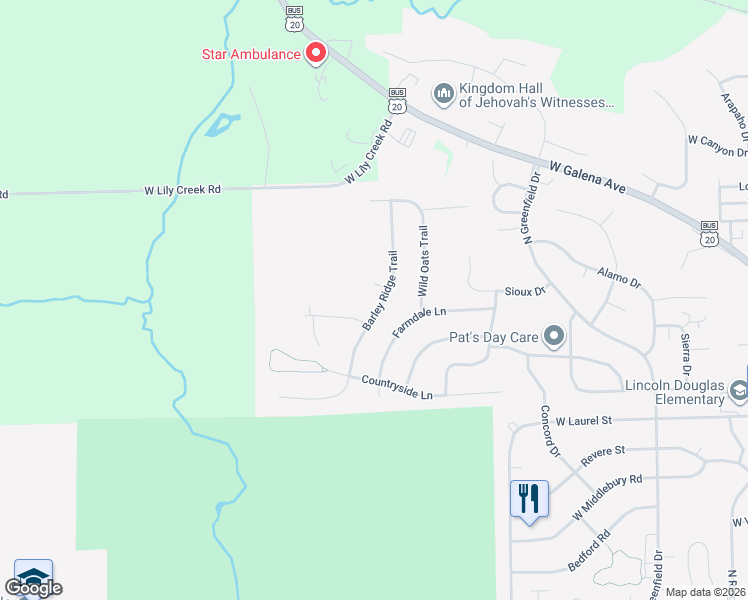 map of restaurants, bars, coffee shops, grocery stores, and more near 650 Barley Ridge Trail in Freeport