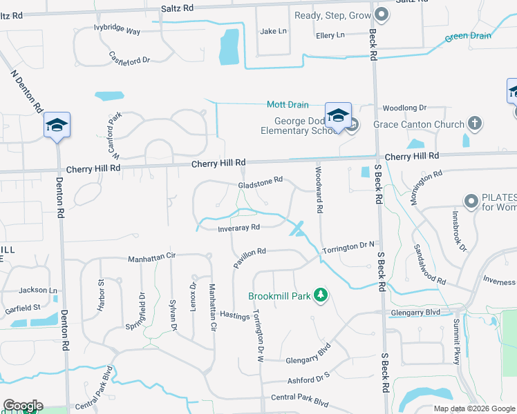 map of restaurants, bars, coffee shops, grocery stores, and more near 206 Alexandria Court in Canton
