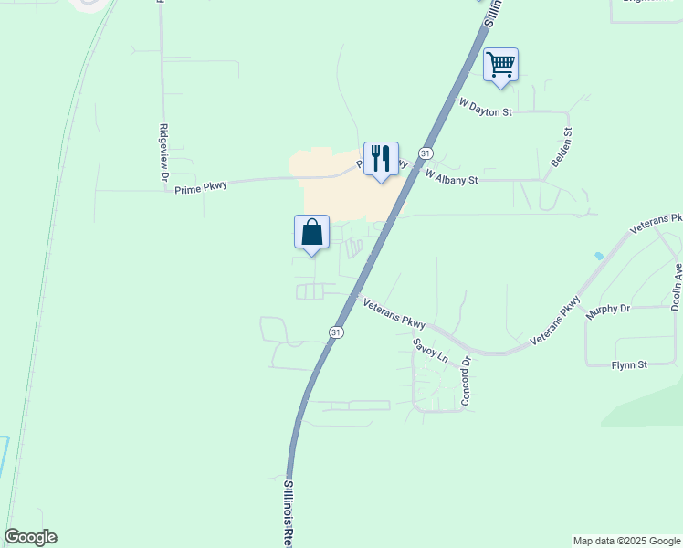 map of restaurants, bars, coffee shops, grocery stores, and more near 1705 State Route 31 in McHenry