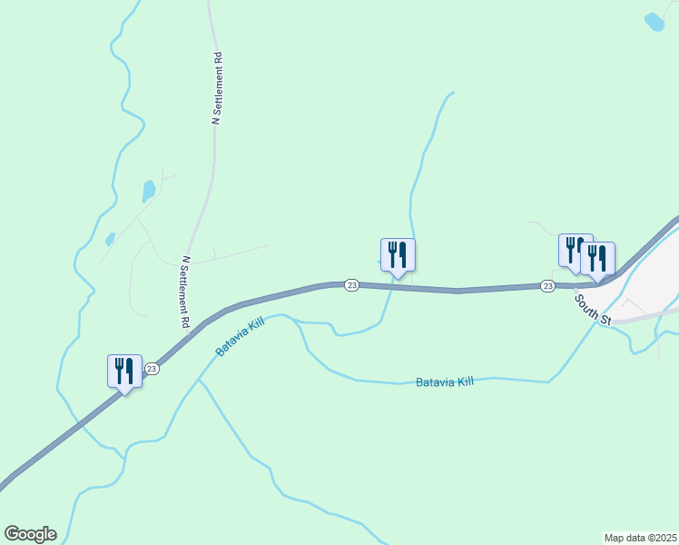 map of restaurants, bars, coffee shops, grocery stores, and more near 10884 New York 23 in Windham