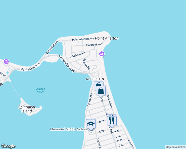 map of restaurants, bars, coffee shops, grocery stores, and more near 845 Nantasket Avenue in Hull