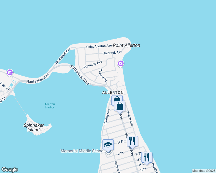 map of restaurants, bars, coffee shops, grocery stores, and more near 859 Nantasket Avenue in Hull