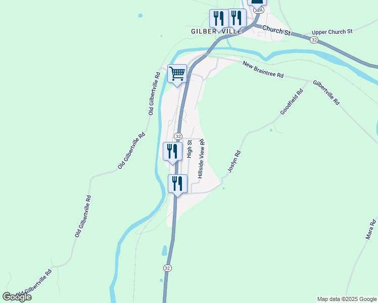 map of restaurants, bars, coffee shops, grocery stores, and more near 52 High Street in New Braintree