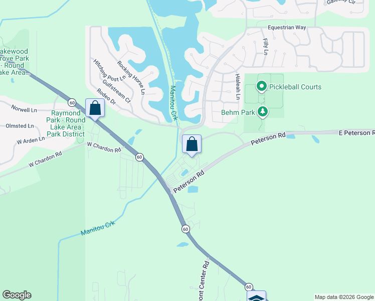 map of restaurants, bars, coffee shops, grocery stores, and more near 22480 Behm Lane in Grayslake