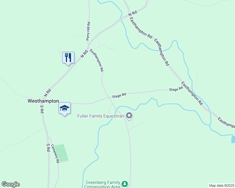 map of restaurants, bars, coffee shops, grocery stores, and more near 56 Stage Road in Westhampton