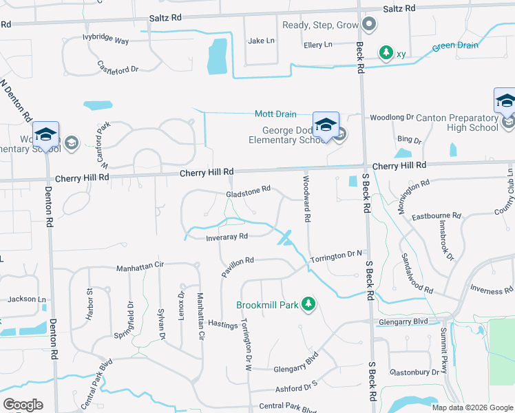 map of restaurants, bars, coffee shops, grocery stores, and more near 48009 Inveraray Road in Canton