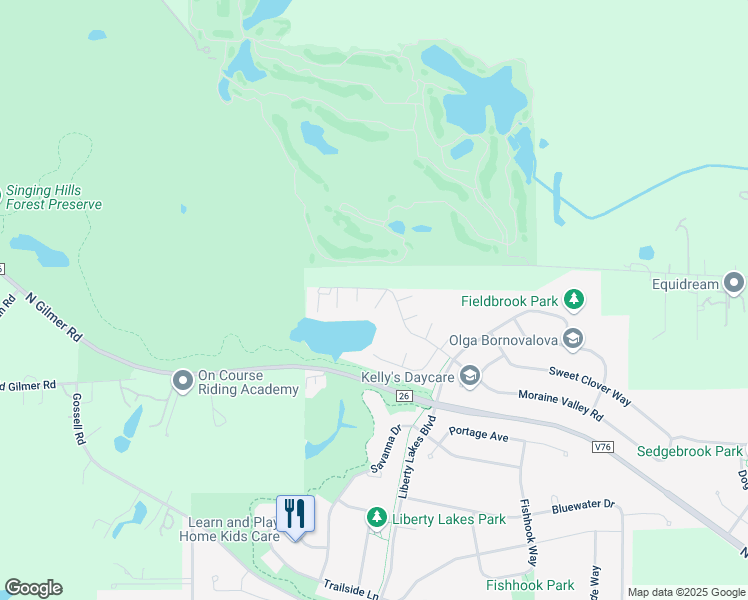 map of restaurants, bars, coffee shops, grocery stores, and more near 2870 Glacier Way in Wauconda