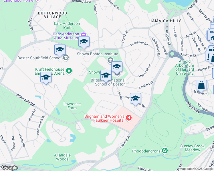 map of restaurants, bars, coffee shops, grocery stores, and more near 130 Louders Lane in Boston