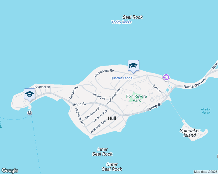 map of restaurants, bars, coffee shops, grocery stores, and more near 3 Battery Road in Hull