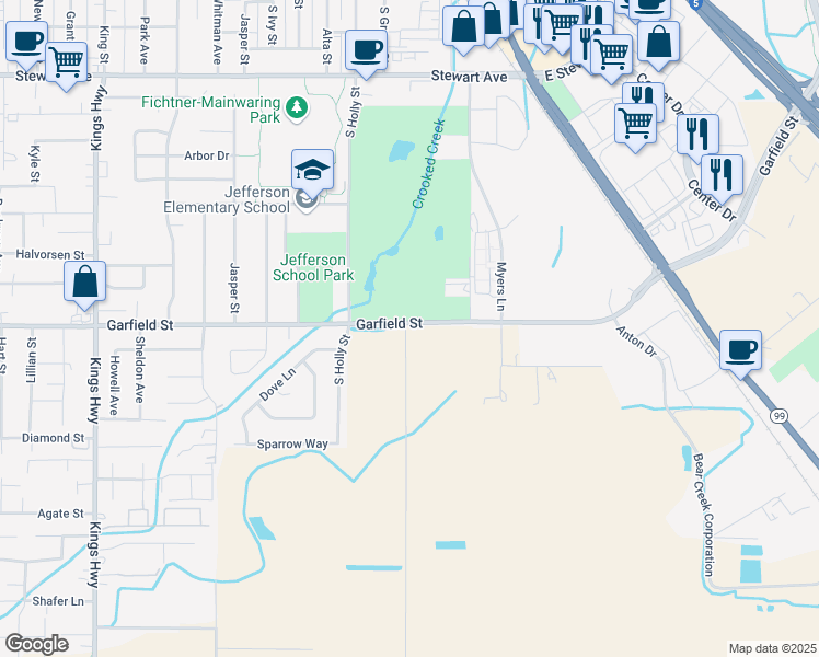map of restaurants, bars, coffee shops, grocery stores, and more near in Medford