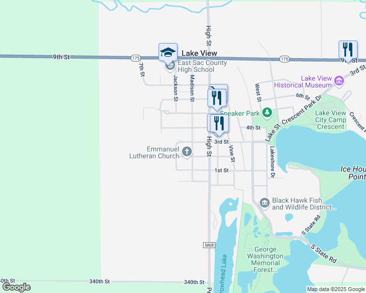 map of restaurants, bars, coffee shops, grocery stores, and more near 3rd Street in Lake View
