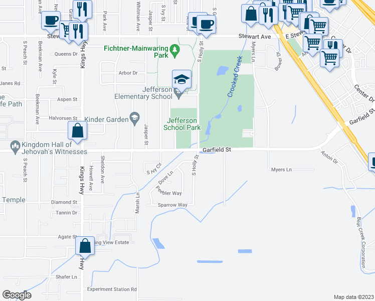 map of restaurants, bars, coffee shops, grocery stores, and more near 246 Garfield Street in Medford