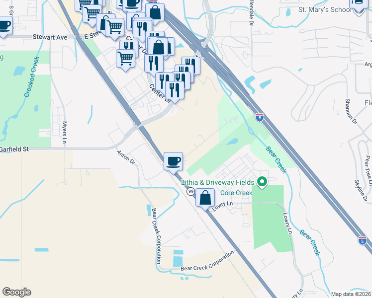 map of restaurants, bars, coffee shops, grocery stores, and more near 255 Charlotte Ann Road in Medford