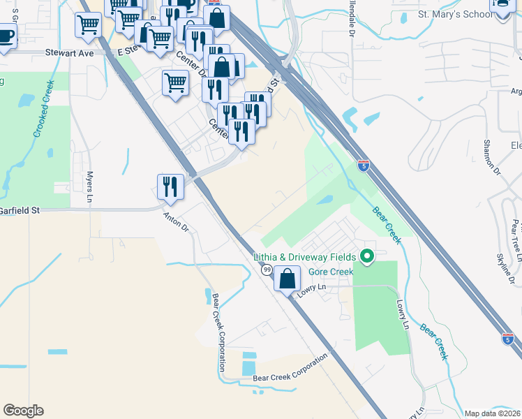 map of restaurants, bars, coffee shops, grocery stores, and more near 255 Charlotte Ann Road in Medford