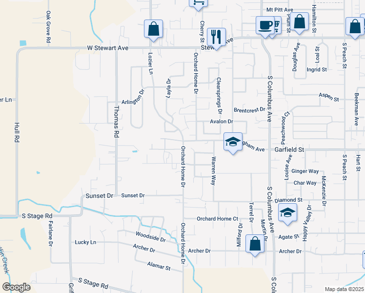 map of restaurants, bars, coffee shops, grocery stores, and more near 1652 Orchard Home Drive in Medford