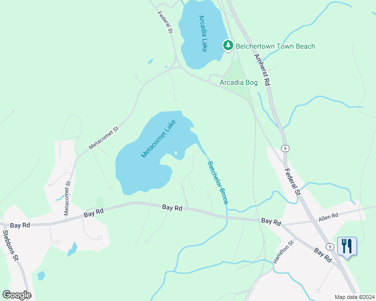 map of restaurants, bars, coffee shops, grocery stores, and more near 59 Poole Road in Belchertown