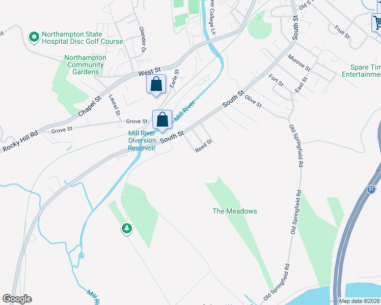 map of restaurants, bars, coffee shops, grocery stores, and more near 27 Cedar Street in Northampton