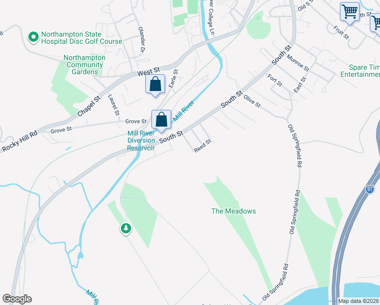 map of restaurants, bars, coffee shops, grocery stores, and more near 27 Cedar Street in Northampton