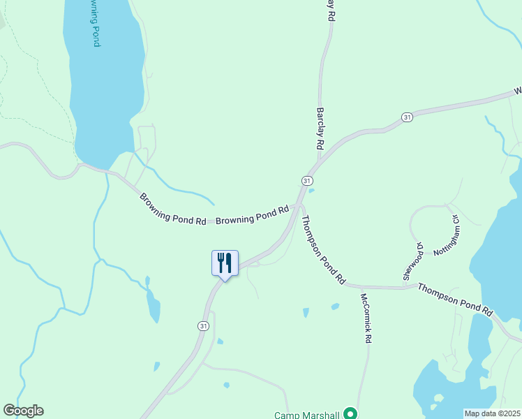map of restaurants, bars, coffee shops, grocery stores, and more near 8 Browning Pond Road in Spencer