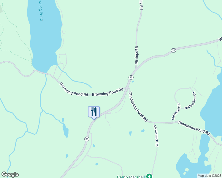 map of restaurants, bars, coffee shops, grocery stores, and more near 8 Browning Pond Road in Spencer