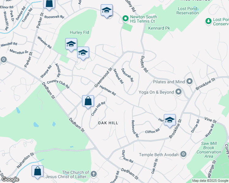 map of restaurants, bars, coffee shops, grocery stores, and more near 138 Hartman Road in Newton