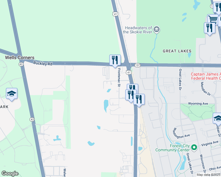map of restaurants, bars, coffee shops, grocery stores, and more near 3338 Berwyn Avenue in North Chicago
