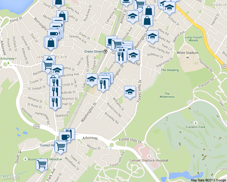 map of restaurants, bars, coffee shops, grocery stores, and more near 25 Gartland Street in Boston