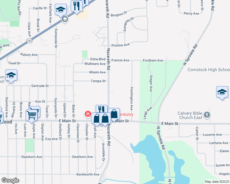 map of restaurants, bars, coffee shops, grocery stores, and more near 1506 Nazareth Road in Kalamazoo