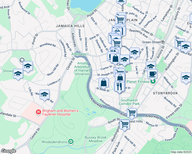 map of restaurants, bars, coffee shops, grocery stores, and more near in Boston